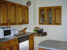Kitchen with glass cupboard