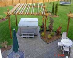 Large patio area with pergola for all your entertaining needs 